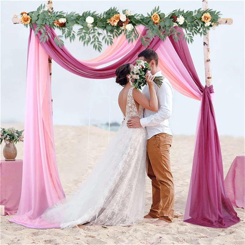 

3PCS Backdrop Curtains Panels Transparency Chiffon Fabric Drapery for Wedding Arch Drapes Ceremony Reception Decor Photo Booth