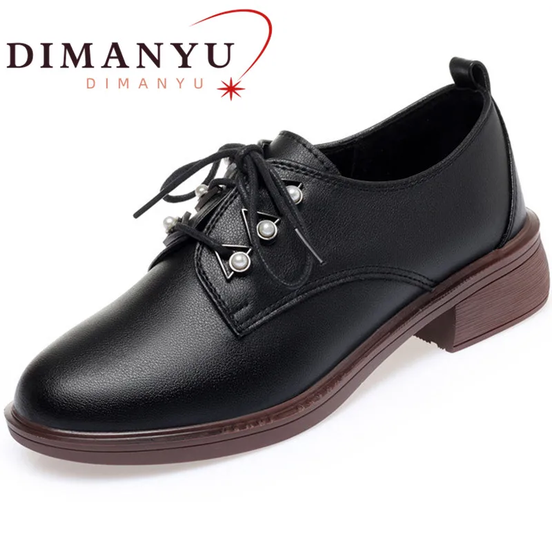 DIMANYU Scarpe da donna di grandi dimensioni 41 42 43 Scarpe casual da donna in vera pelle Oxford Scarpe stringate stile britannico da donna