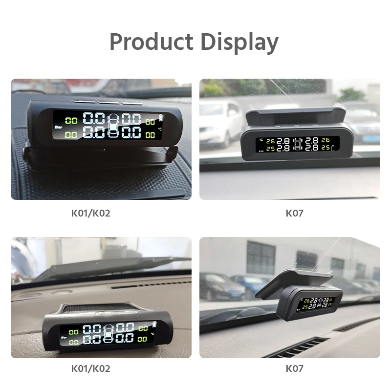 Intelligent Auto Solar Power TPMS Pressure Alarm Monitoring System Parking Sensors For Cars Temperature Tire Air Pressure Gauge image 6