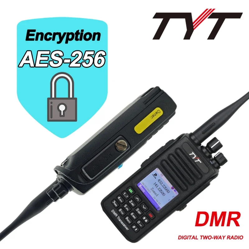 TYT MD-390 AES Encryption Wireless Handheld Digital Walkie Talkie IP67 Waterproof 3000 Channel Dual Band 10W TYT MD-UV390 Radio