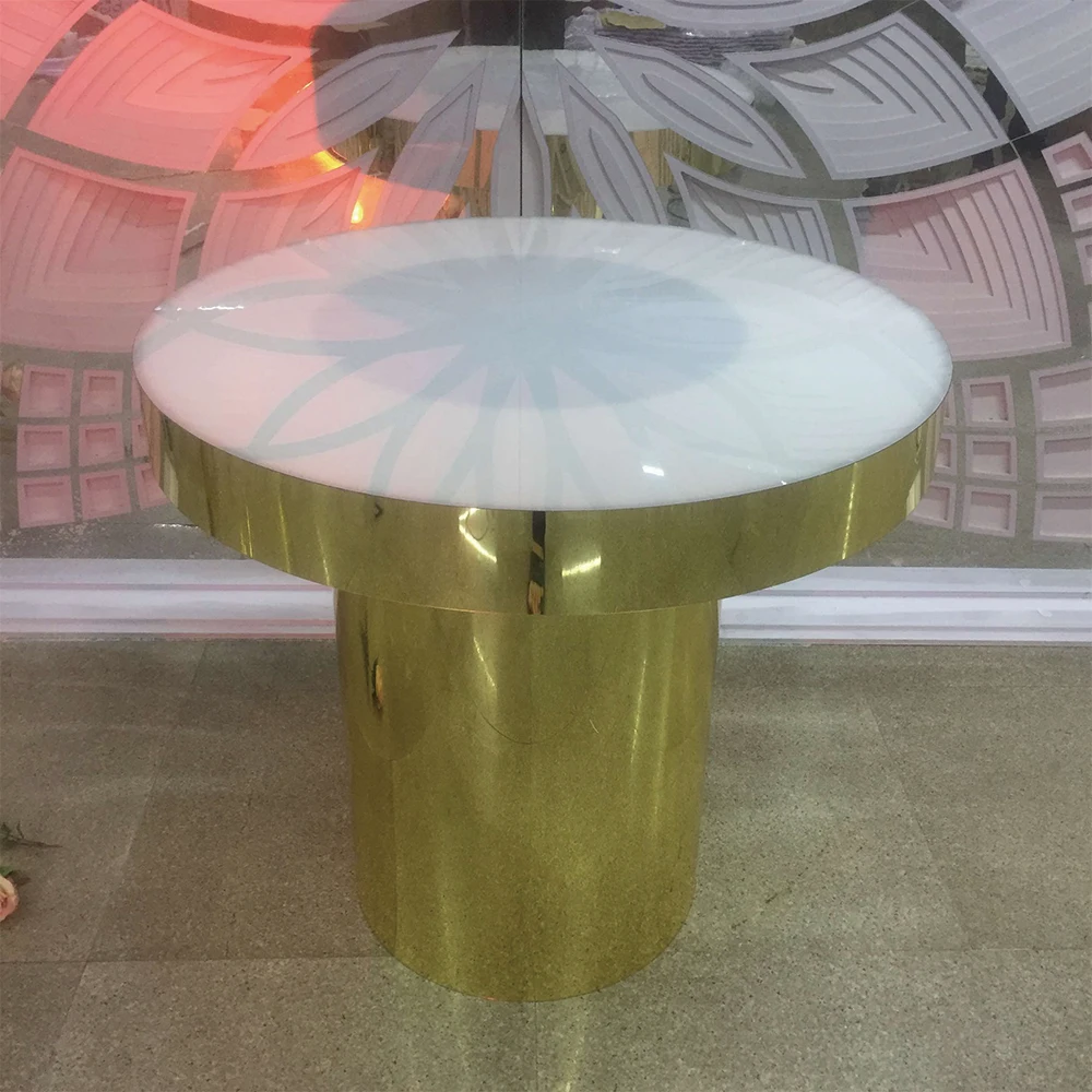 Modern Design Golden Mirrored Round Wedding Cake Table Luxury Party Used