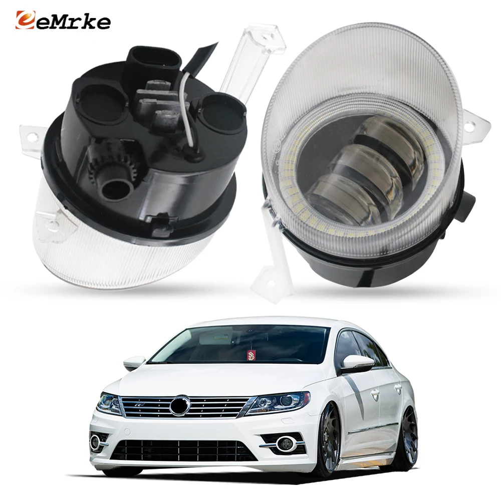 

Pair Led Fog Lights for Volkswagen CC R-Line 2012 2013 2014 2015 2016 Angel Eye DRL Lens Daytime Running Light Headlight