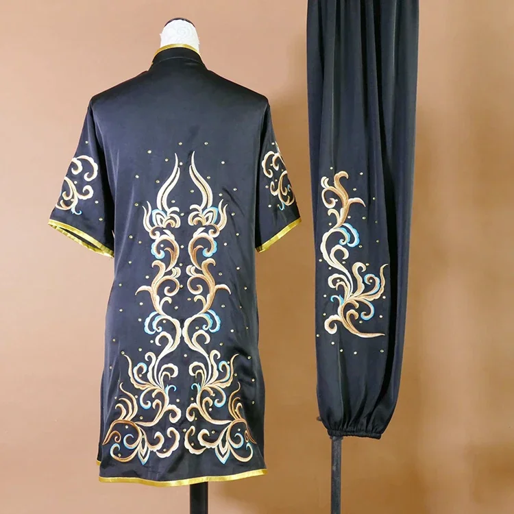 Custom Tailored Kung Fu Long Fist and Tai Chi Martial Arts Uniform for Competition Embroidered Clothes Black