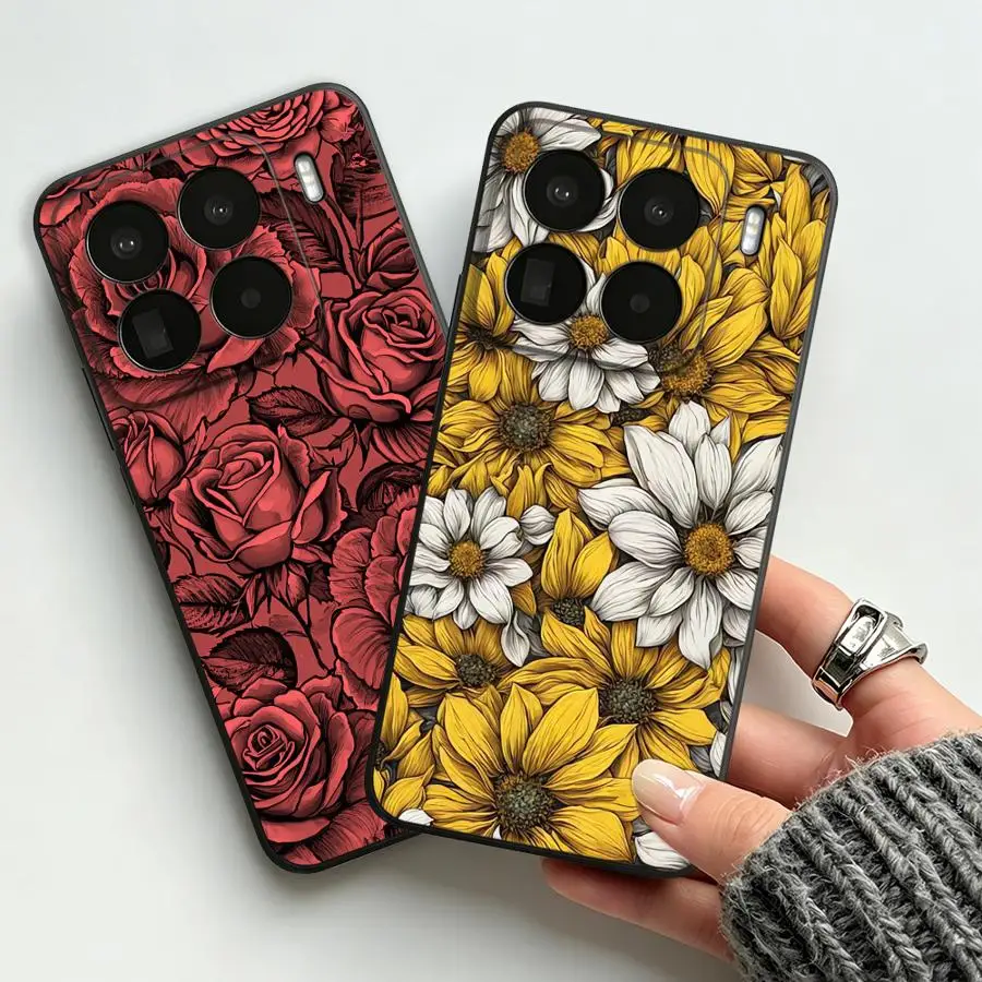 Case for Xiaomi Mi 12X 12 14 11T 11 13 Lite 12T Pro 10T Funda Phone Cover Red Rose Line Art - view 6