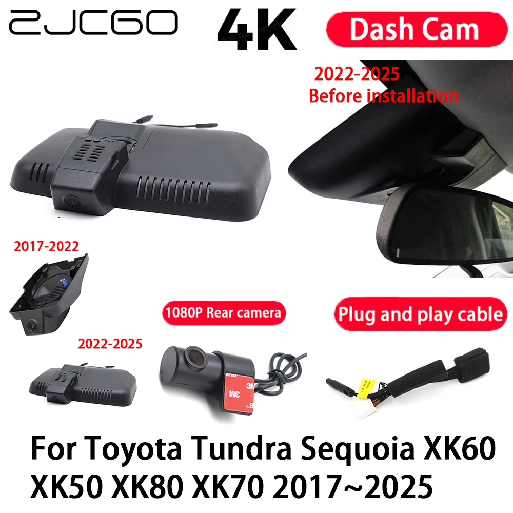 

Car Camera 4K Plug and Play Dash Cam Video Recorder Night Vision for Toyota Tundra Sequoia XK60 XK50 XK80 XK70 2017-2025