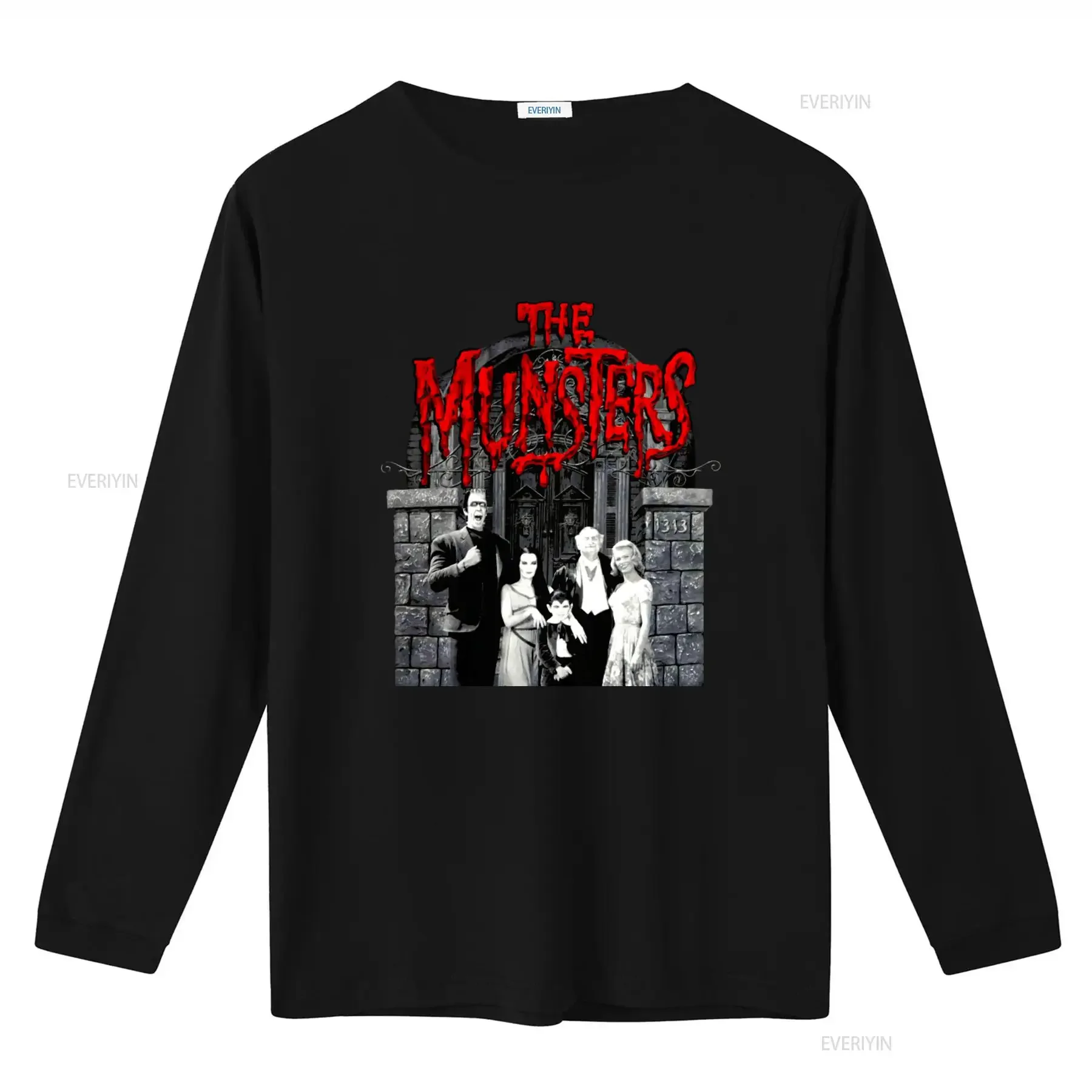 Authentic UNIVERSAL The Munsters Family Portrait Red Logo T Shirt S 2XL NEW vintage Washed homme streetwear Versatile Stylish