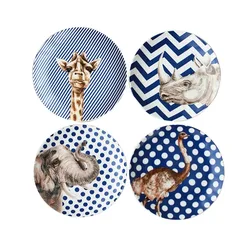 Ceramic Dessert Cake Plate Dinner Plates Sets Cute Animal Tableware Porcelain Dinner Set Plates and Dishes 4 pieces