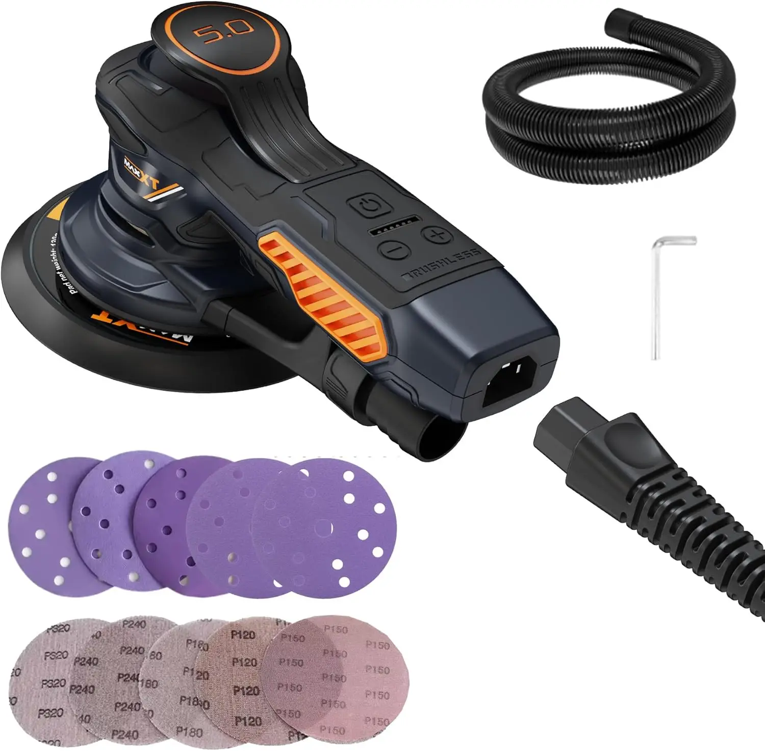 Maxxt Ramdon Orbital Sanders For 6Inch, 10000 Rpm Electric Orbital Sander With 10Pcs Sandpapers, 6 Variable Speed Wood Sander