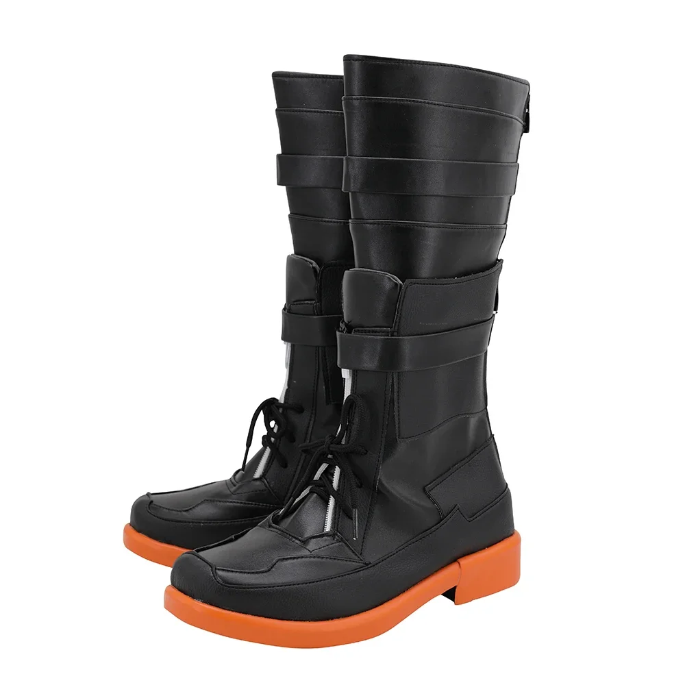 Game Arknights Hung Cosplay Boots Black Leather Shoes Custom Made Any Size for Unisex (4)