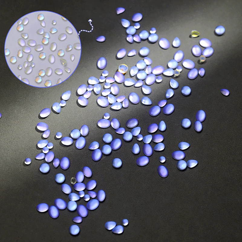 20 Stuks Blauwe Tranen Nagelaccessoires Blauw Paars Gepolariseerd Cat Eye Matglas Boor Nail Art Design Decoratie Accessoires Diy