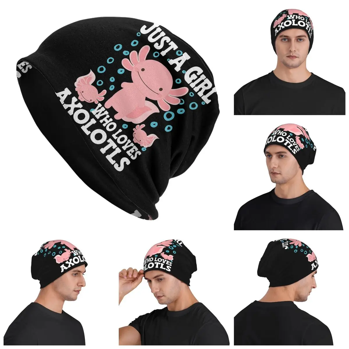 

Axolotl Cute Kawaii , Just A Girl Who Love Axolotls Warm Knitted Cap Fashion Bonnet Hat Autumn Outdoor Beanies Hats Adult
