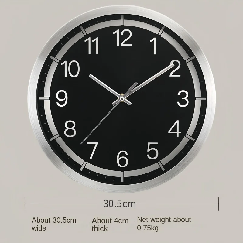 Metal Silent Wall Clock  Creative Fashion Living Room Aluminum Wall Clock - Wall Decoration Clock -12 Inches~scanning Movement