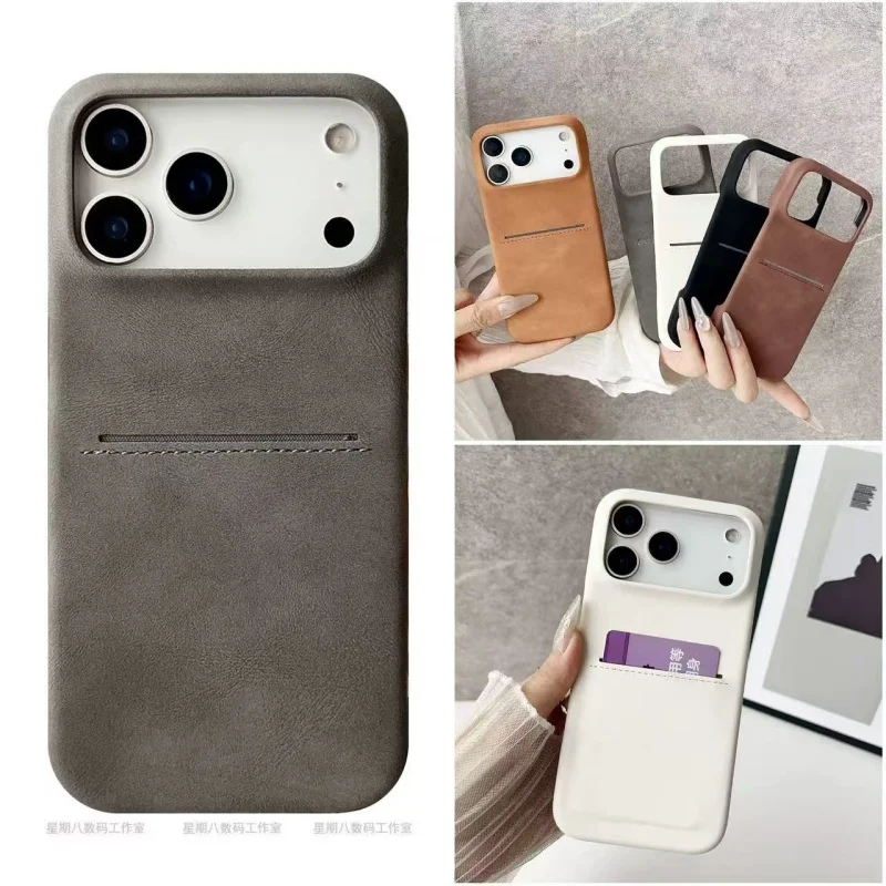 

Luxury Suede Skin-Friendly Texture Soft Sheepskin Wallet Credit Card Slot Phone Case For iPhone 13 14 15 16 17 Pro Max Cover﻿﻿﻿﻿