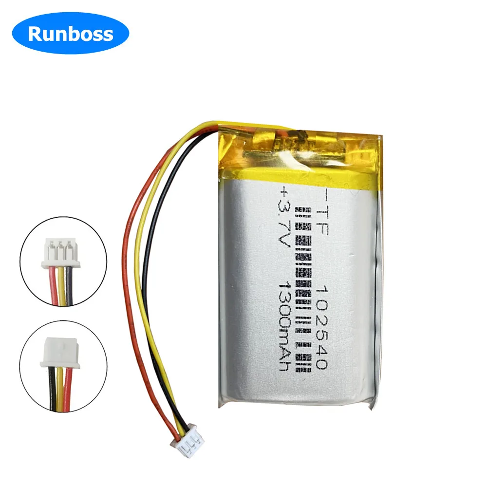 Bateria litowo-polimerowa 3,7 V 1300 mAh 922543 P 102540 Do urządzeń elektronicznych MP3 MP4 Power Bank z 3-przewodową wtyczką 1,25 mm