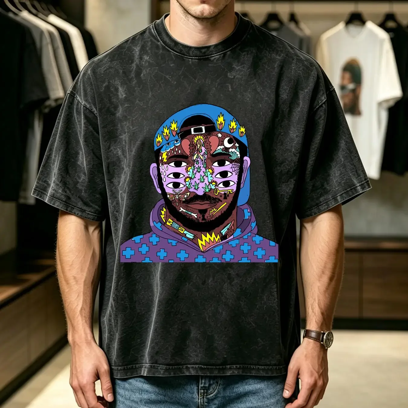 washed T Shirt KAYTRANADA BUS RIDE Black Rare Adult SIze M Medium long or short sleeves vintage Washed graphic Unisex