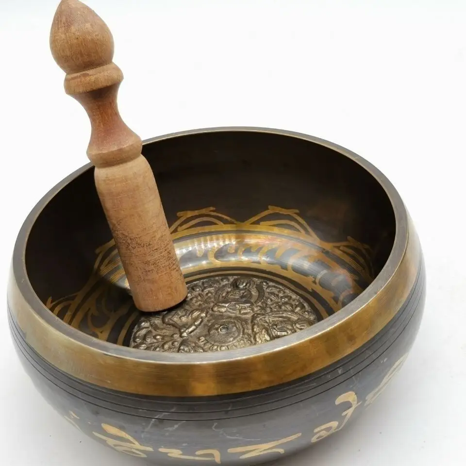 

Copper Lucky Buddhism Tibetan Bowl Statue Singing Bowls Statue Office Home Decor Gift for Desk Ornament