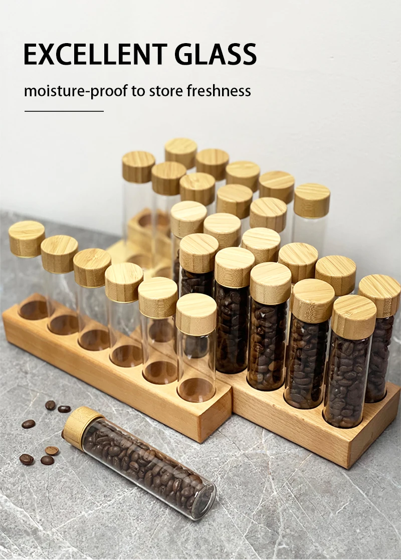 Kaffeebohnen Lagerung Container Rohr Display Rack Tee Flasche Glas Einzelne Dosis Espresso Zubehör Coffeware Set Barista Werkzeug Geschenk – Detail 5