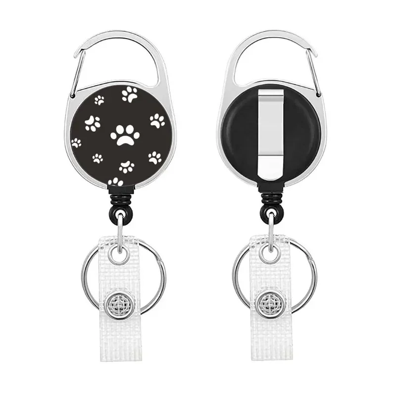 Imagem -05 - Cute Dog Paw Retrátil Badge Clip Titular do Cartão de Identificação Nome Tag Lanyards Pet Hospital Acessórios Badge Reel Fácil Puxar