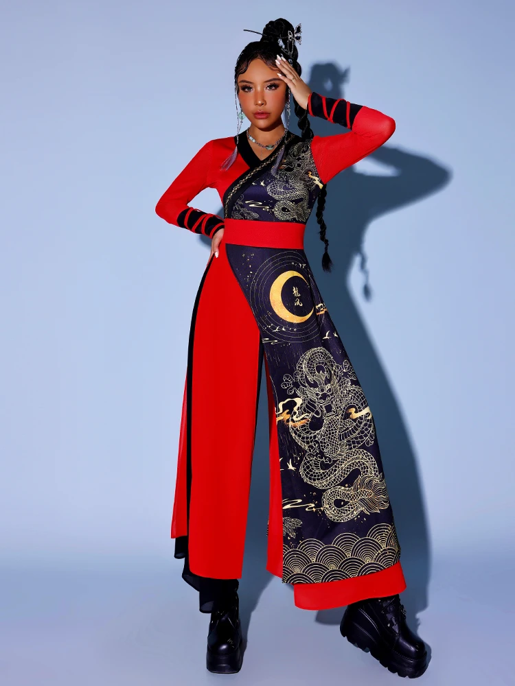 طقم زي رقص الجاز للنساء بأسلوب قديم، ملابس أداء الرقص الشوارع، زي أداء لفرق الفتيات الكورية #1