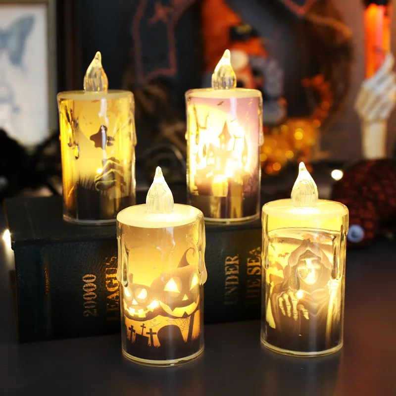 Halloween Decoration Candle Modelling Lamp Fun Candle Lights Halloween Home Decoration Skeleton Pumpkin Lights Atmosphere Props