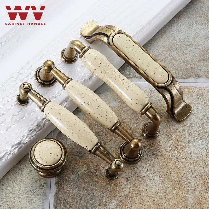 YM Marble Handle Garden Ceramic Ktchen Cabinet Storage Wardrobe Door Handles Dressers Closet Classical Furniture Knobs Pulls