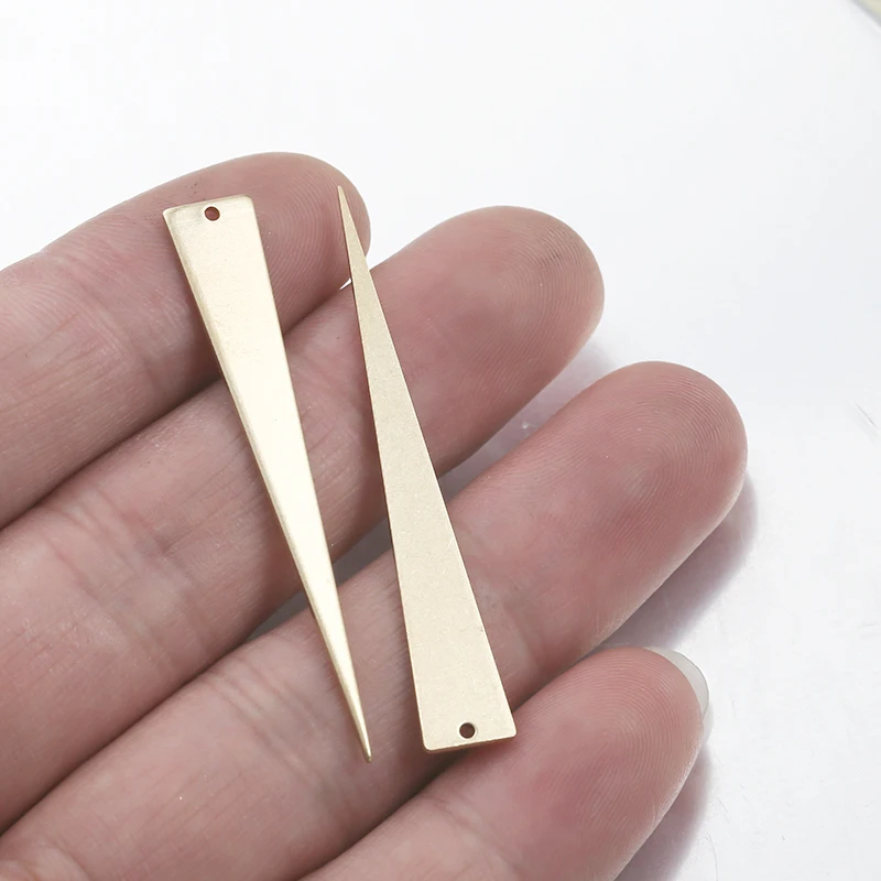 10Pcs Raw Raw Brass Triangle Stamping Long Stick Bar Charms Pendants For Diy Boho Witchy Drop Earrings Necklace Jewelry Making