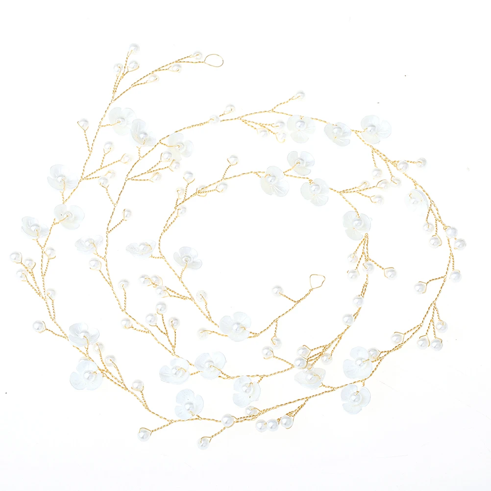 

100Cm Pearl Vine Wedding Headband Shell Flower Bridal Bridal Headdress Headdress Copper Wire Adjustable Shape Golden