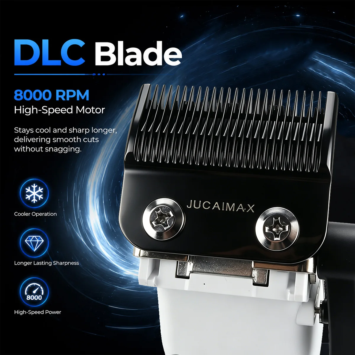 JUCAI WJX-01 Professional Hair Cutter Brushless Motor 8000RPM DLC Blade with Base Charger Men's Hair Clipper Finishing Machine view 3