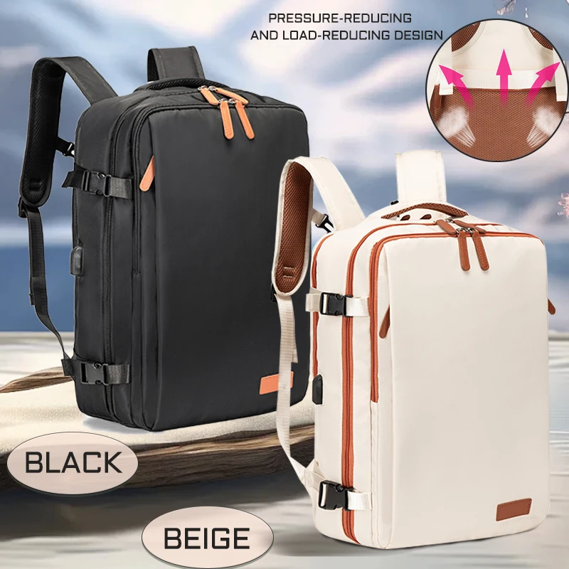 Travel Backpack 40x20x30 Cabin Plane Waterproof Expandable Weekender Laptop With USB Port Ryanair Carry-On Women Men Backpack