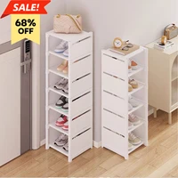 Gabinete de zapatos de 4-8 capas Gabinete de almacenamiento multicapa ajustable para entrada de esquina Organizar estante ahorra espacio Estante para zapatos blanco