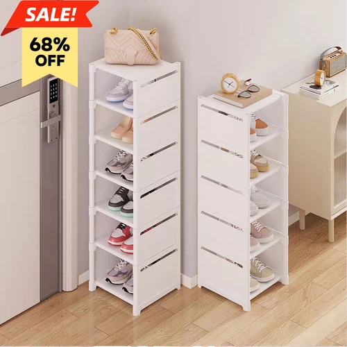Gabinete de zapatos de 4-8 capas Gabinete de almacenamiento multicapa ajustable para entrada de esquina Organizar estante ahorra espacio Estante para zapatos blanco