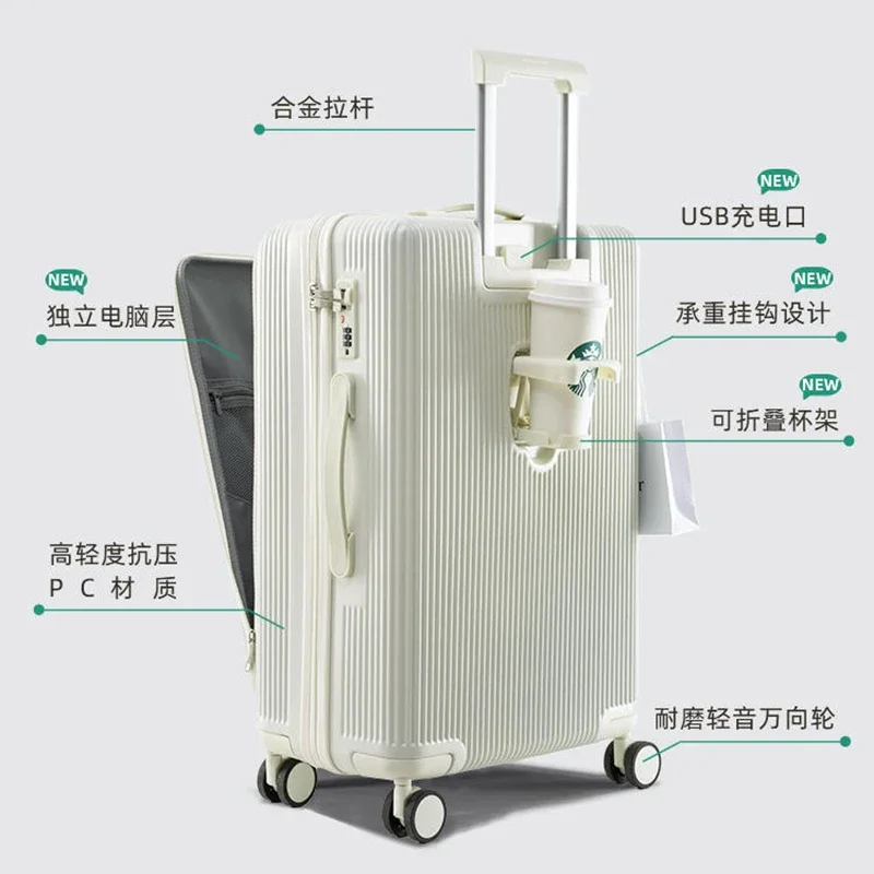 FirstMeet-Valise à roulettes multifonctionnelle pour hommes et femmes, bagage à main, boîte de voyage, 20 po, 24 tiges de traction, mot de passe,