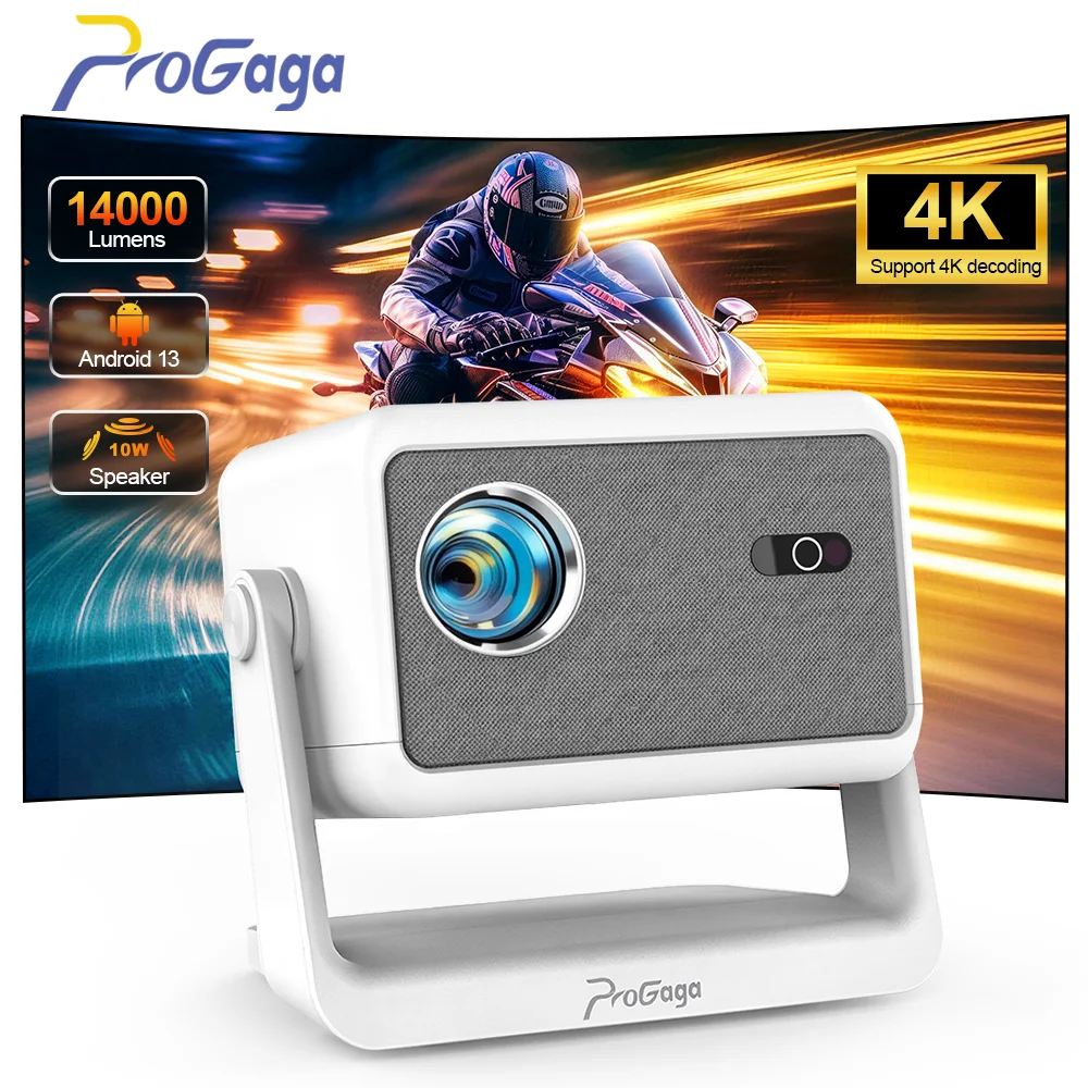 Proyector PROGAGA 4K 1080P PG370MAX Full HD, Mini Proyector 4K Android WiFi PG370 MAX, Cine en Casa Inteligente, Proyector de Video Portátil