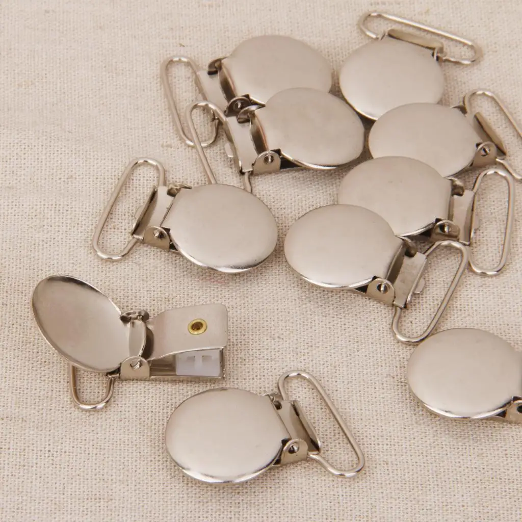 Universal Pacifier Suspender Clips Silver Iron Craft Supplies for Baby Accessories DIY Projects 10pcs