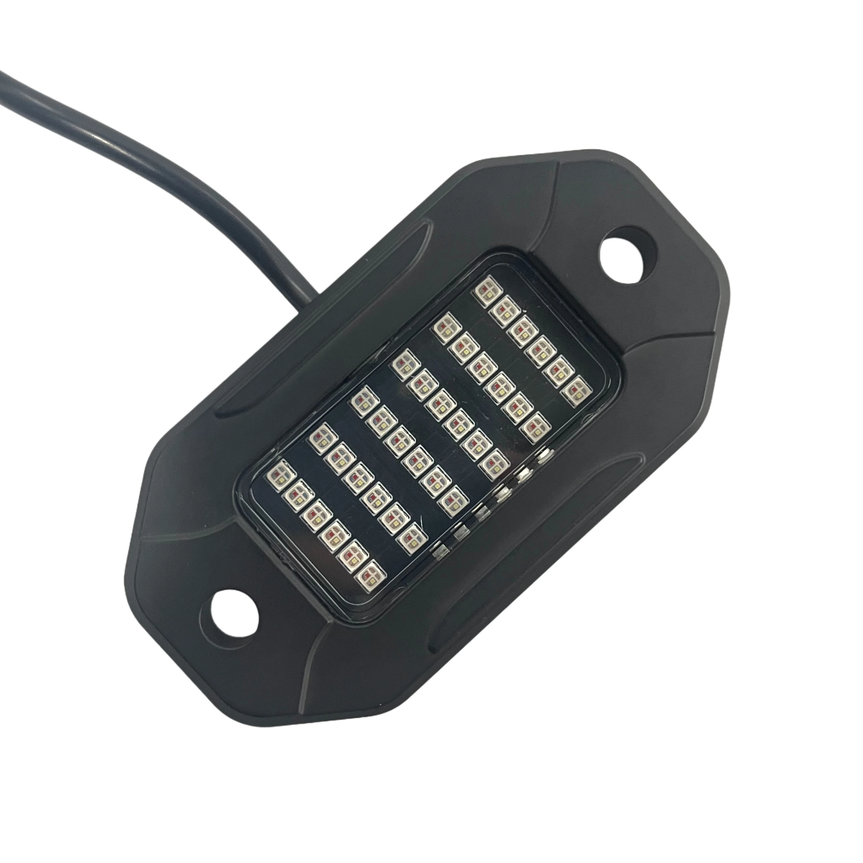 8 PCS 36 Pure White LED Rock Corner Lights IP68 Waterproof for APP Controller 12V Breath Function Car Accessories
