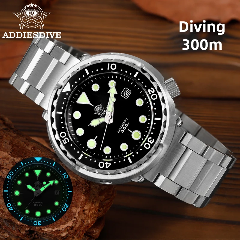 

ADDIESDIVE Men Automatic Mechanical Watches Sapphire Glass AR Coated 300m Diver's Watch Ceramic Bezel Super Luminous Wristwatch