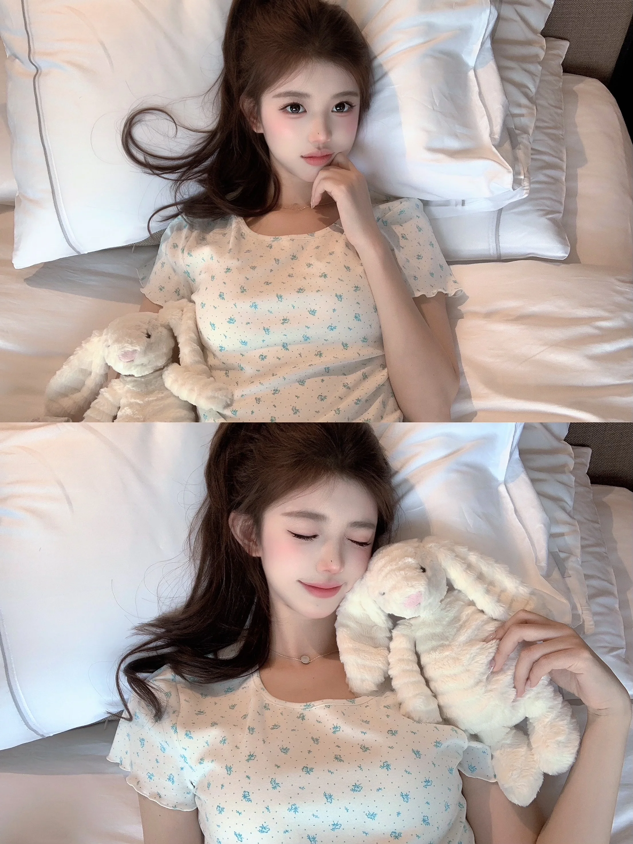 floral-print-sleepwear-women's-pure-cotton-home-clothes-with-chest-pad-summer-2026-new-style-short-sleeve-round-neck-dress