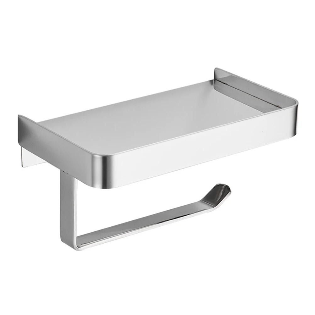 

Stainless Steel Toilet Paper Holder Wall Mounted Tissue Roll Dispenser for Bathroom Kitchen Phone Shelf Anti-Scratch No Fade