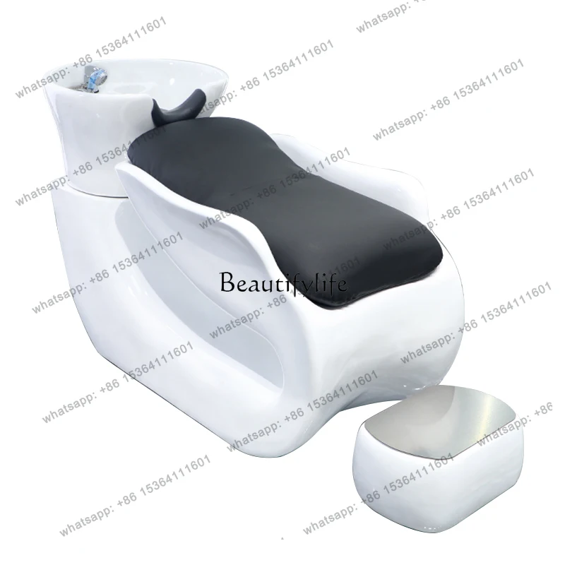 D30Barber shop semi-reclining shampoo bed, special fiberglass plastic hair flushing bed for hair salon