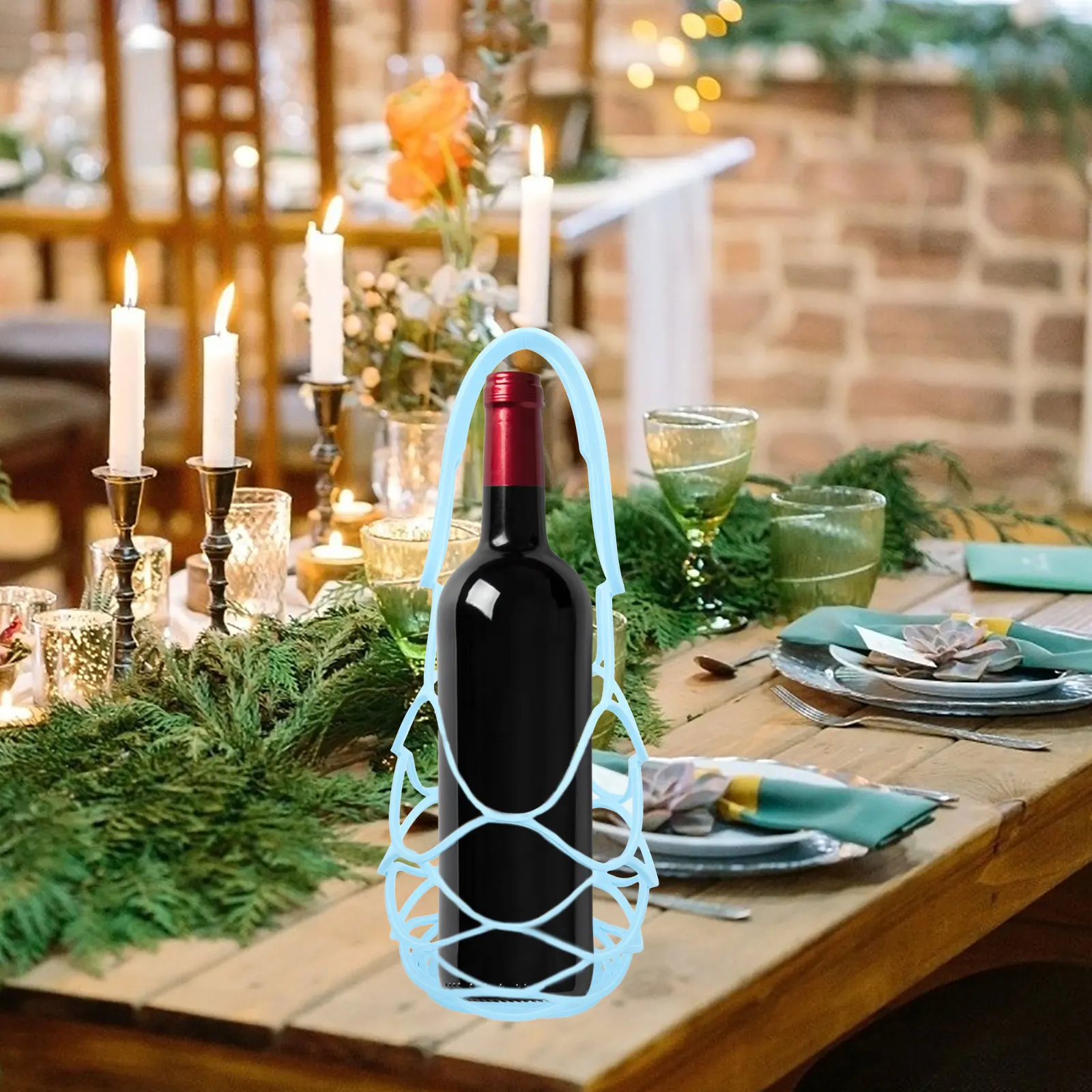 

Silicone Wine Bottle Carrier Premium Material Compact Size Portable Wine Holder Multi-Use Bottle Coaster Bar Supply