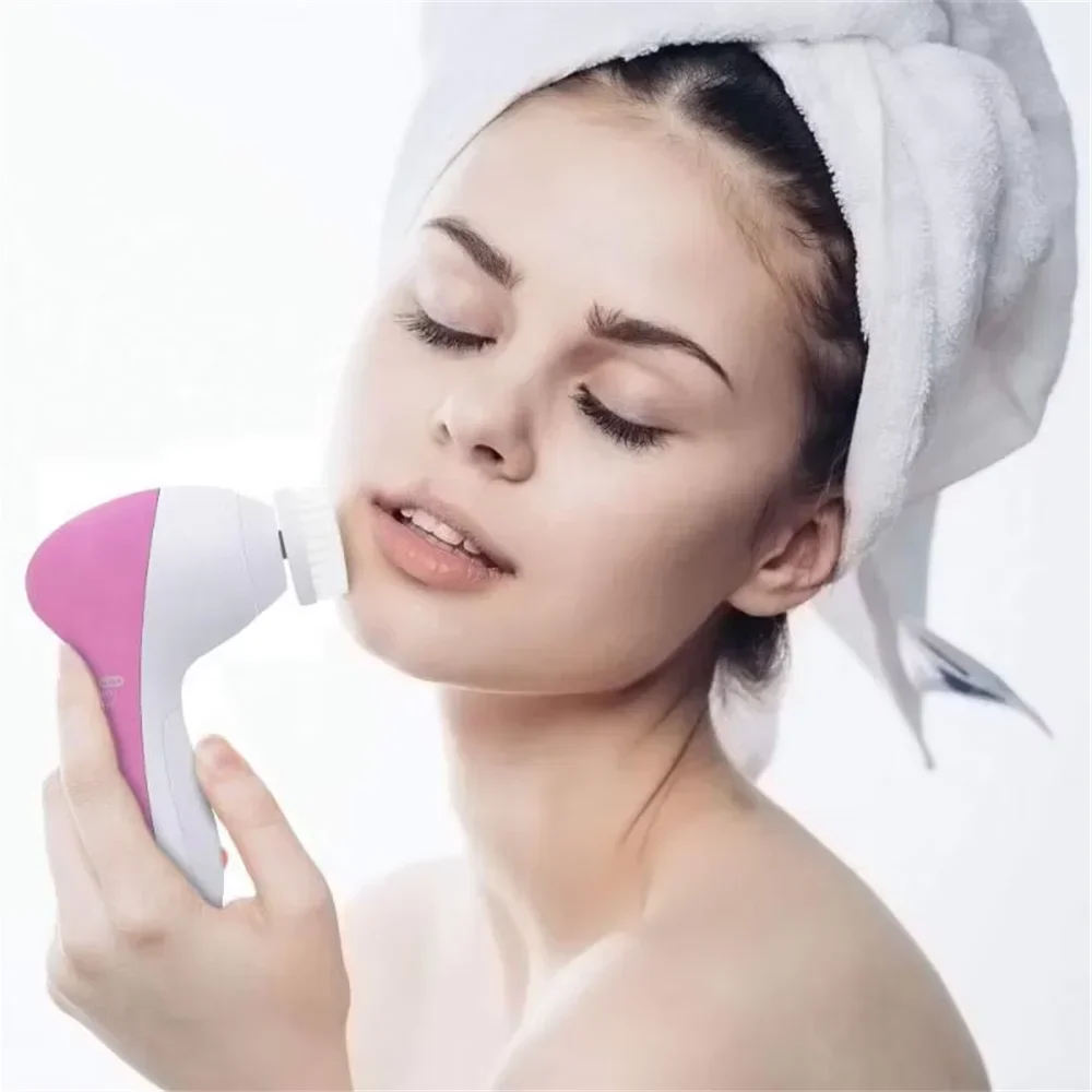 5-in-1 Exfoliating Cleansing Brush, Spa Skin Care Massage Pore Cleansing Beauty Tool. Lotion on Face Cleansing Tool