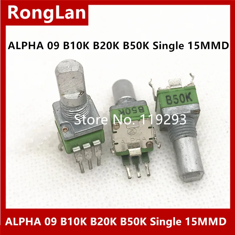 [Bella] Taiwan Geïmporteerde Alpha Alpha RK09 Precisie Potentiometer B10K B20K B50K Enkele Gebogen Voet Schachtlengte 15MM--10PCS/lot