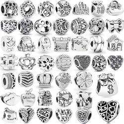 925 Silver Plated Round Shape Hollowed-Out Love Charm Beads Pendant For Pandora Bracelets Necklaces Jewelry Accessories Gifts