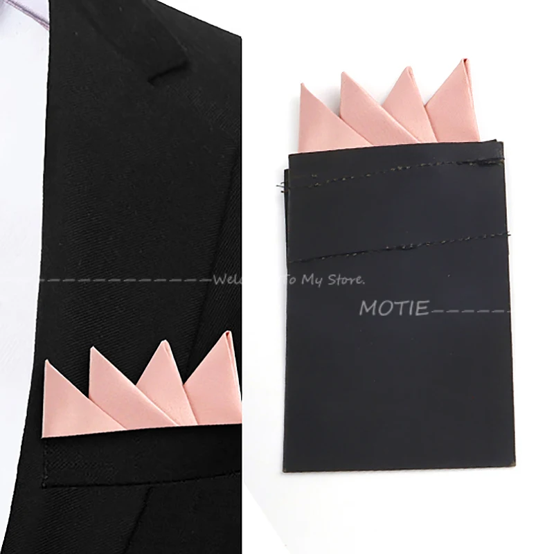 Men's Pre-Folded Soild Color Pocket Square Purple Color Handkerchiefs Formal Wedding Party Business Polyester Chest Towel Hanky