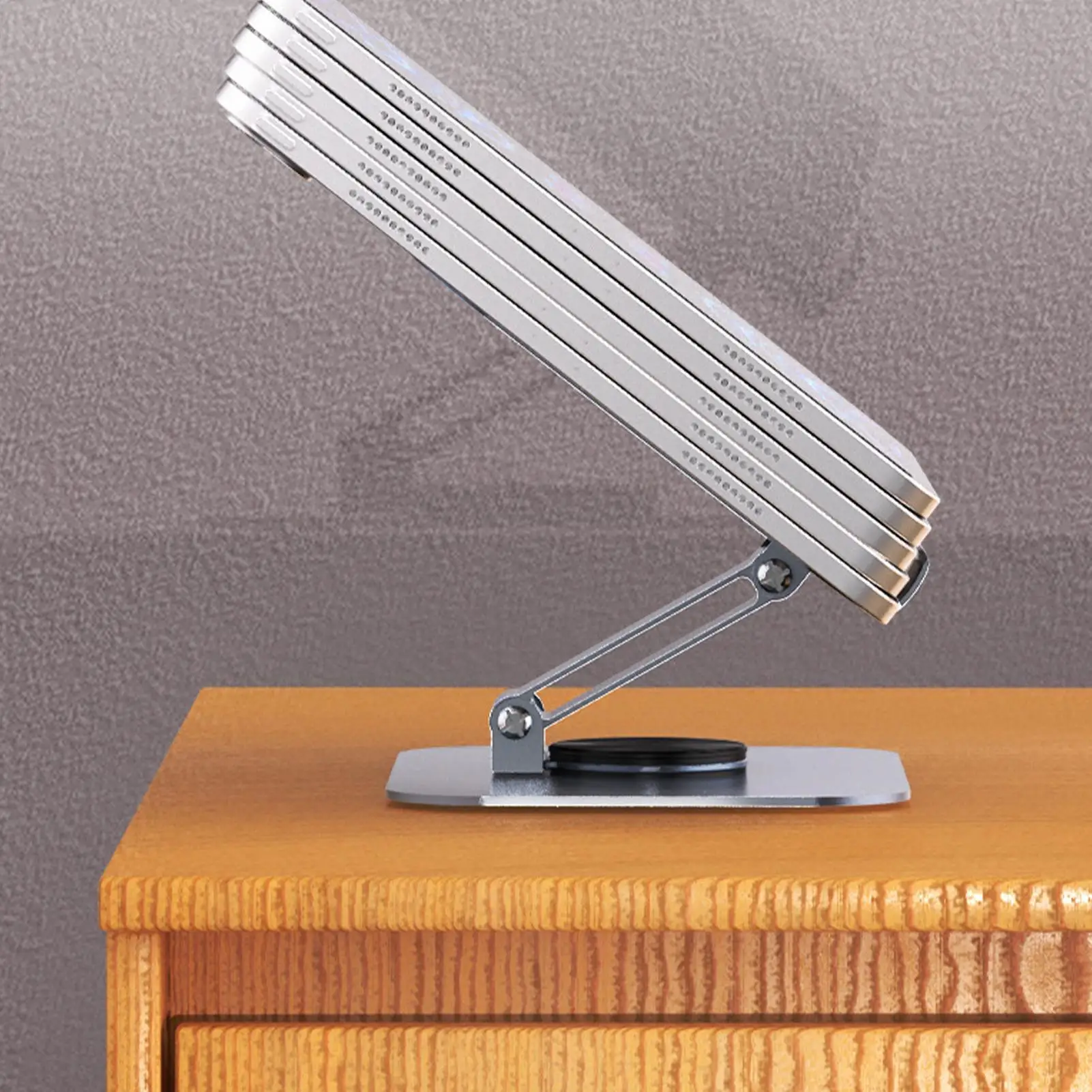 حامل لوحي من الفولاذ الكربوني مع قاعدة دوارة 360 درجة، ارتفاع قابل للتعديل وزاوية جبل، حامل أقراص مكتبي موفر للمساحة