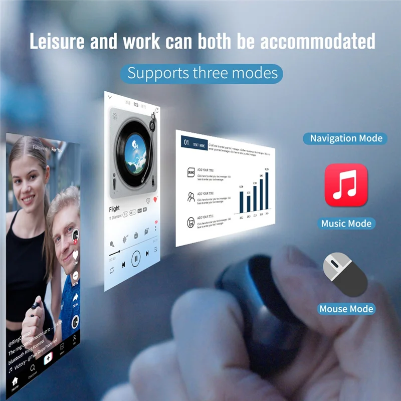 ABZZ-Wireless Bluetooth التحكم عن بعد الدائري المتوافق مع الهاتف المحمول يدعم وظائف لوحة المفاتيح/الهواتف الذكية BT