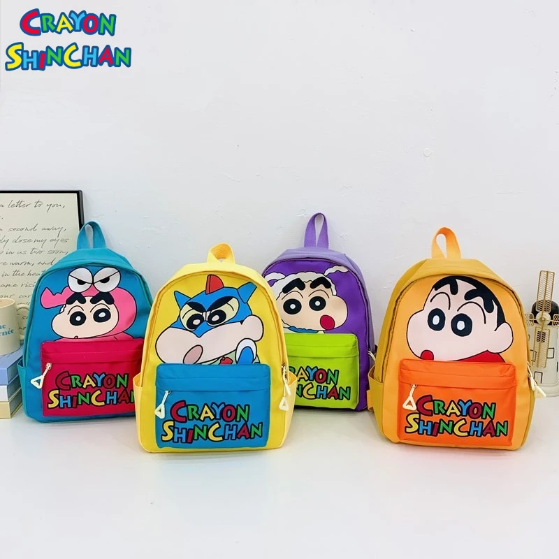 Crayon Shin chan nueva mochila popular dibujos animados anime lindo niños y niñas diseño de gran capacidad Ligero y sin hombros