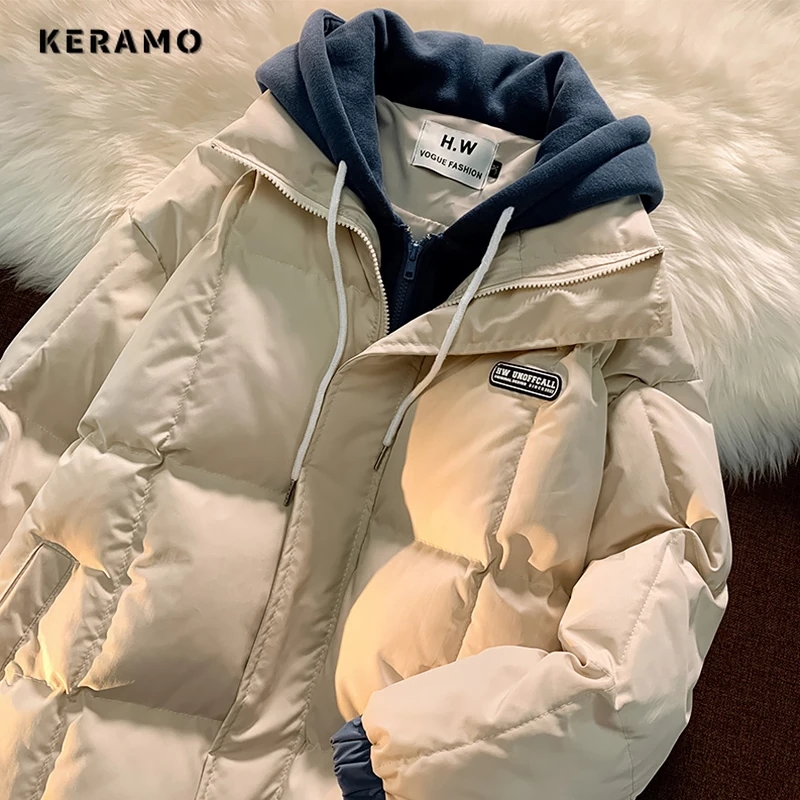 American Retro Style Outerwear Single Breasted Parkas Jacket 2023 Autumn Winter Women Casual Fashion Warm Thick Patchwork Coat