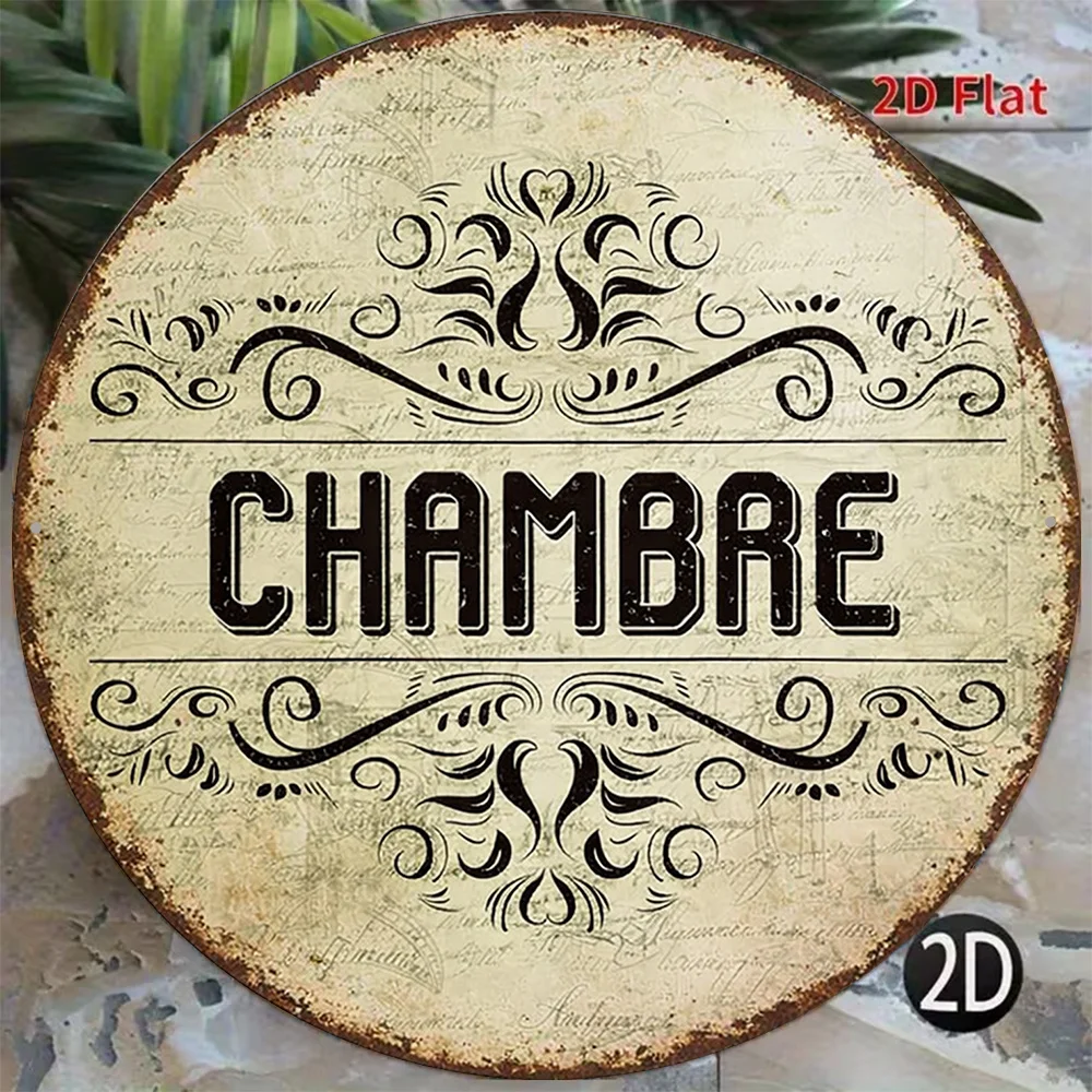 2D Flat Round Sign, Vintage Plaque with 