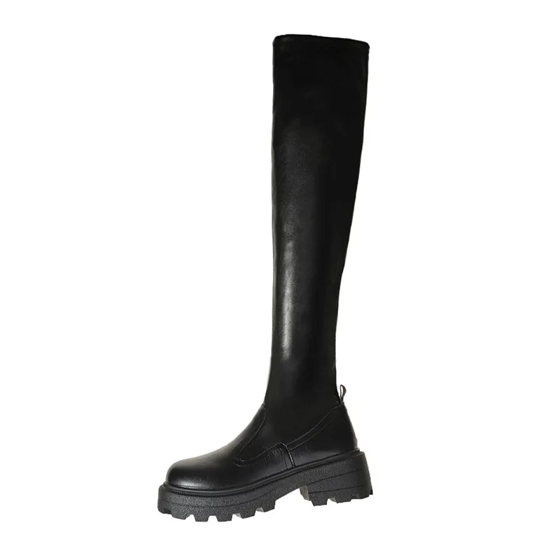مرونة الساق إصلاح فوق الركبة الأحذية النسائية محيط أنبوب كبير التخسيس فارس الأحذية سميكة القاع لا قطرة أنبوب أحذية طويلة